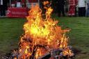 The firewalk being prepared at the Boathouse, Chirk