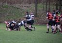 Action from Oswestry's clash at Wednesbury. Picture by Oswestry RFC.