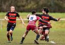 Action from Oswestry's clash against Newport IIs. Picture by Nick Evans-Jones.