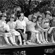 Children on one of the rides at Its a Knockout at Cae Glas Park, Oswestry, in 1980.