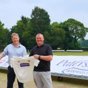 Hugh Morris, Knockin and Kinnerley Cricket Club chairman with Andrew Goddard, executive chairman, Morris Lubricants and Patrick Evans, KKCC committee member.