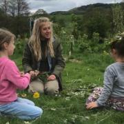 Stefanie Steele with young people at Treflach Farm.