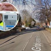 Grosvenor Road (Google) and, inset, a police breath test