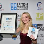 Former Moreton Hall head girl Tarryn Stanhope with her awards.