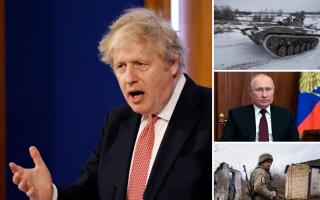 Boris Johnson to address UK TODAY amid 'Britain could soon be at war with Russia' warning. (PA/Canva)