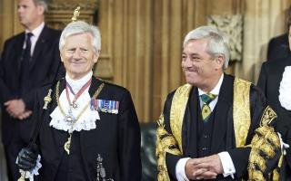 File photo dated 21/06/17 of the then Gentleman Usher of the Black Rod, David Leakey (left) and the then, Speaker of the House of Commons John Bercow through the Central Lobby of the Palace of Westminster during the State Opening of Parliament ceremony