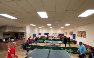 Table tennis championship night at Morda Table Tennis Club.