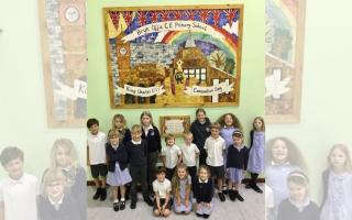 The commemorative mural at the Bryn Offa School in Pant