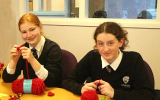 Lakelands Academy students during the lunchtime crochet club.