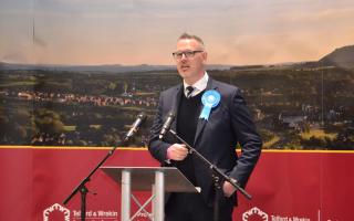 TELFORD COPYRIGHT Mike Sheridan - Conservative candidate and incumbent John Campion during the Police and Crime Commissioner election count for the West Midlands at Telford Tennis Centre on Friday, May 3, 2024..