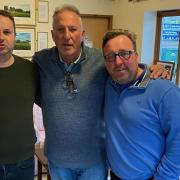 Lord Botham with the evening's sponsors Chris Oaks (left) and Keith Croft.