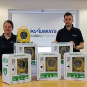 Victoria Lawson and Alex Taylor, from Pave Aways, with the defibs.