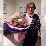Glenda Crawshaw with her bouquet.