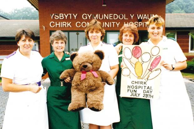 Nurses at Chirk Hospital advertise the annual fun day