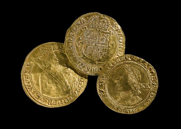 Border Counties Advertizer: 17th century gold coin hoard found in the Trefeglwys area. Picture: National Museum Wales