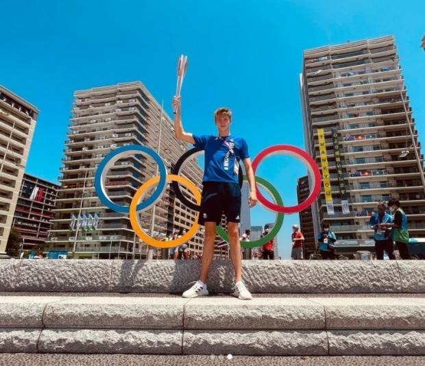 Border Counties Advertizer: Whichurch's Hector Pardoe in the Olympic VIllage in Tokyo. Picture courtesy of Hector Pardoe. 