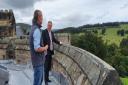 Simon Baynes MP with Shane Logan (Manager) on the roof of Chirk Castle