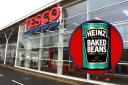 (Background) Tesco. ( Circle) Heinz Baked Beans. Credit: PA