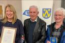 Baschurch Tennis Club’s Brendan Markland, right, won the volunteer of the year award. He is pictured with Tennis Shropshire president Keith Smith and runner-up Fiona McGeevor, also from Baschurch Tennis Club.