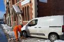 The van was stuck next to Day Lewis Pharmacy in English Walls, Oswestry. 