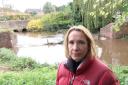 Helen Morgan MP at the River Roden, in Wem.