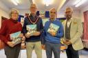 Llanfyllin Mayor Peter Lewis with authors Richard Kretchmer, Pauline Page Jones and Dave Goodman.