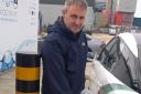 Ian Nellins refuelling a hydrogen-powered vehicle in Tyseley.