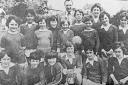 Llanrhaeadr Primary School football team luine up in 1976.