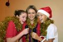 A Christmas Talent Show is being held at The Marches School, Oswestry, on 5th and 6th of December, pictured warming up for the event - Charlotte Roberts, Clare Trow, Siobhan Smith.