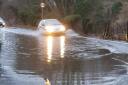 Gobowen Road in Oswestry closed due to flood after Storm Gerrit.