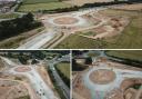 Work underway at Mile End roundabout. Pictures by Shropshire Council