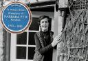 Oswestry-born novelist Barbara Pym and (inset) a plaque acknowledghing her birthplace.