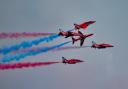 The Red Arrows will be flying over North Wales on route to the Isle of Man TT