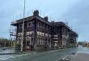 The scaffolding on the Cambrian Heritage Railways building is here to stay.