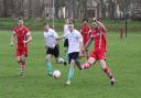 Action from Chirk AAA's defeat against Llanidloes Town. Picture by Brian Prydden.