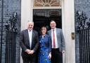 Simon Baynes MP with Caroline Tudor-James and Ian Pope outside 10 Downing Street on Tuesday April 24.