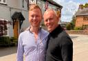 Judge Rinder with co-owner of the pub, Jamie Taylor, at The Dickin Arms