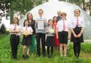 Marches School students with the Inter-School Environmental Action Award from Borderland Rotary Club.