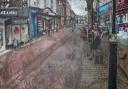 A painting of Bailey Street by Joseph Schneider.