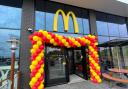 Opening day balloons at the new McDonald's in Oswestry