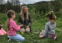 Stefanie Steele with young people at Treflach Farm.