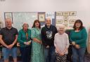 From left to right: Mike King, Pam Willing, Karen Ethelston, Ken Owen, Anne Harrison, Su Davies , members of the Oswestry Family and Local History Group and the Oswestry Borderland Heritage.