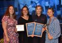 Siobahn Price, Sally Davies and Hayley Lewis from the Project Management Team at RJAH with Chloe Upton (centre right) at the Shropshire Fire and Rescue Service Awards.