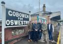 Simon Baynes at Gobowen railway station with Shropshire Conservative councillors.