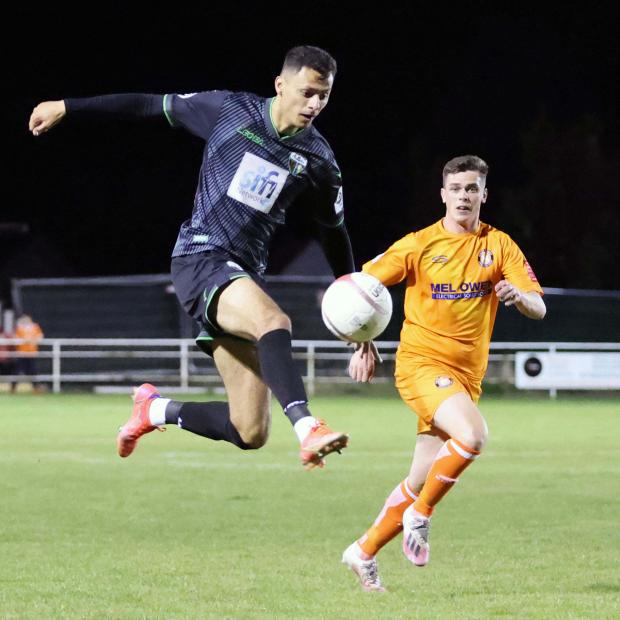 Border Counties Advertizer: Action from TNS' clash at Conwy Borough. Picture by Brian Jones.