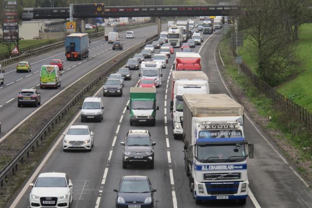 Vehicles queuing on the motorway. Credit: PA