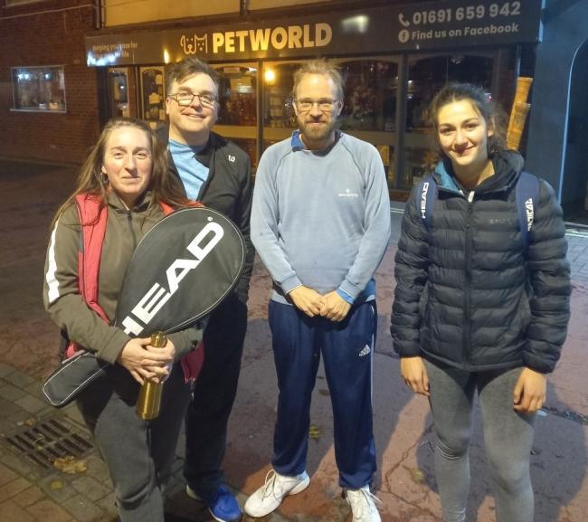 Linda Clark, David Clough, Dave Bass, Nia Christoforou from Oswestry Tennis Club.