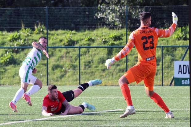 Leo Smith nets for TNS against Glentoran. Picture by Brian Jones.