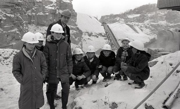Border Counties Announcer: Pupils at Woodside Primary School, Oswestry, at Steetley Quarry in 1987.