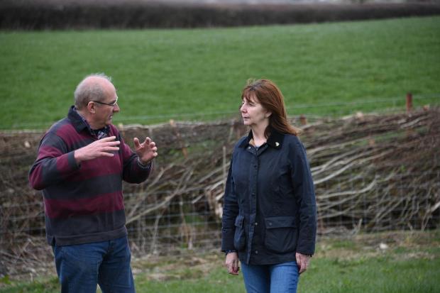 Lesley Griffiths MS Minister for Rural Affairs visit to Robert Lewis & Family Glanelan, Rhayader..